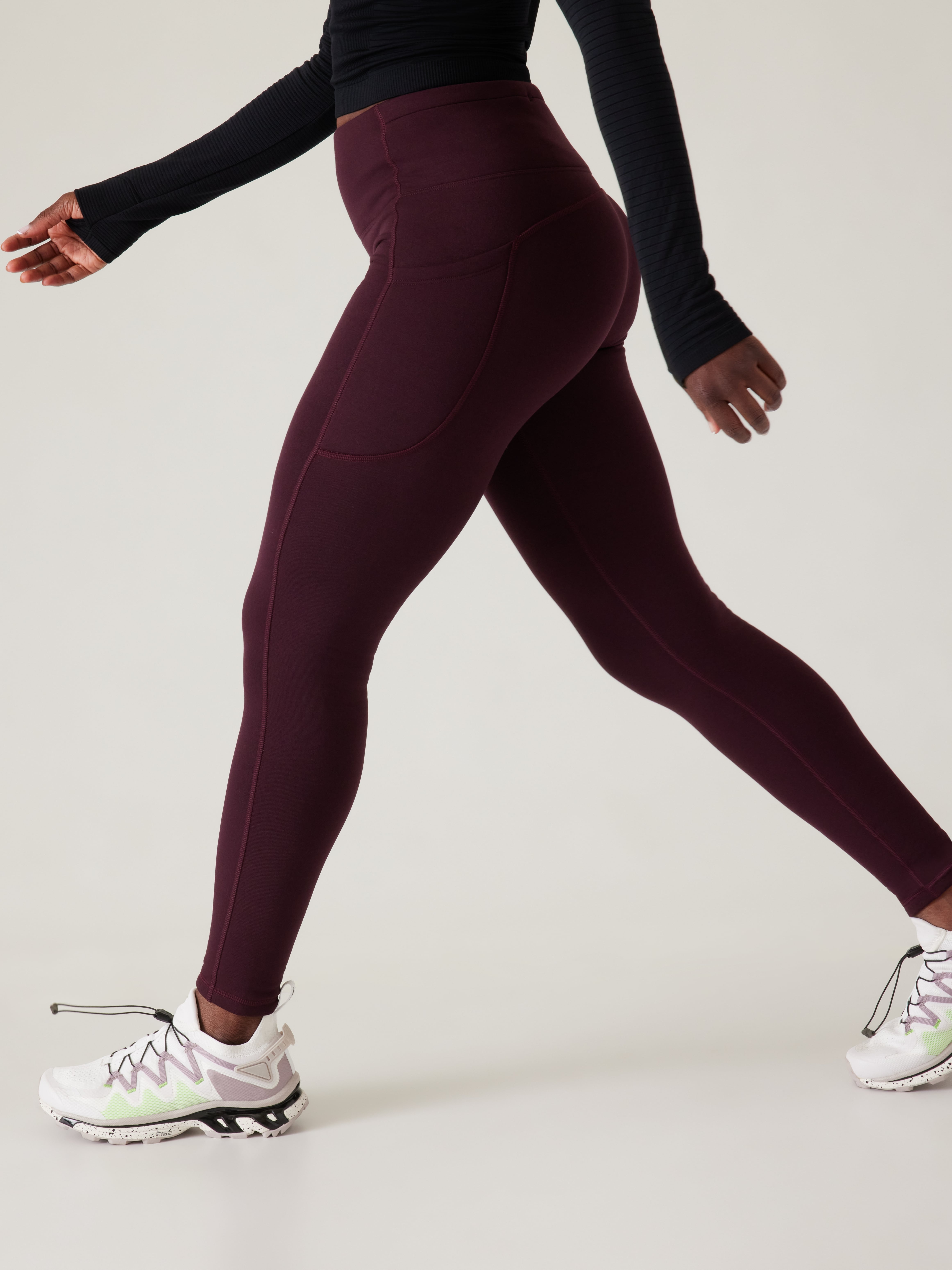 walking in Athleta’s Altitude Stash Tight in Polartec® Power Stretch® 