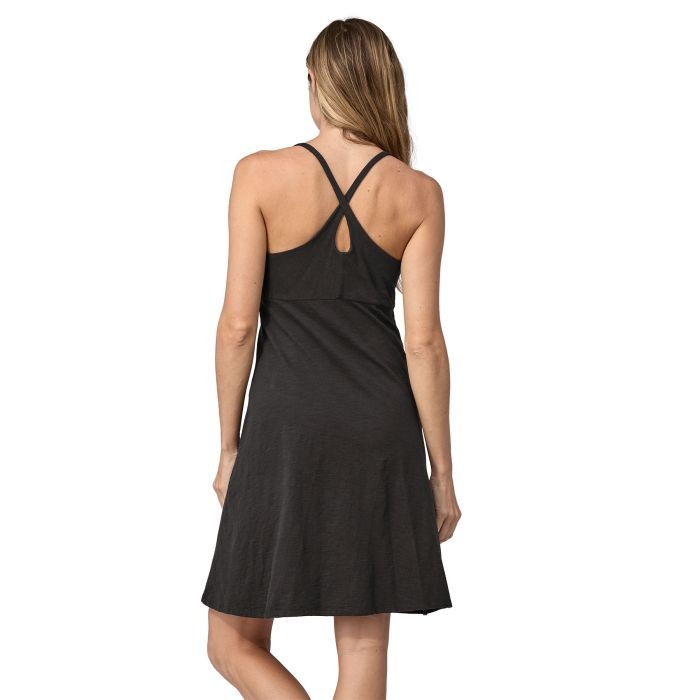 Keyhole Back of Patagonia Amber Dawn dress in the color black.