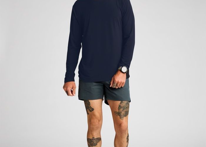 man wearing Path Projects' Basis Long Sleeve Tee