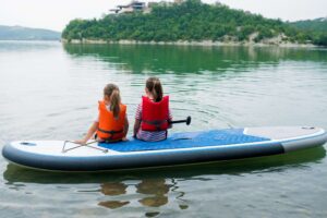 group of people paddling